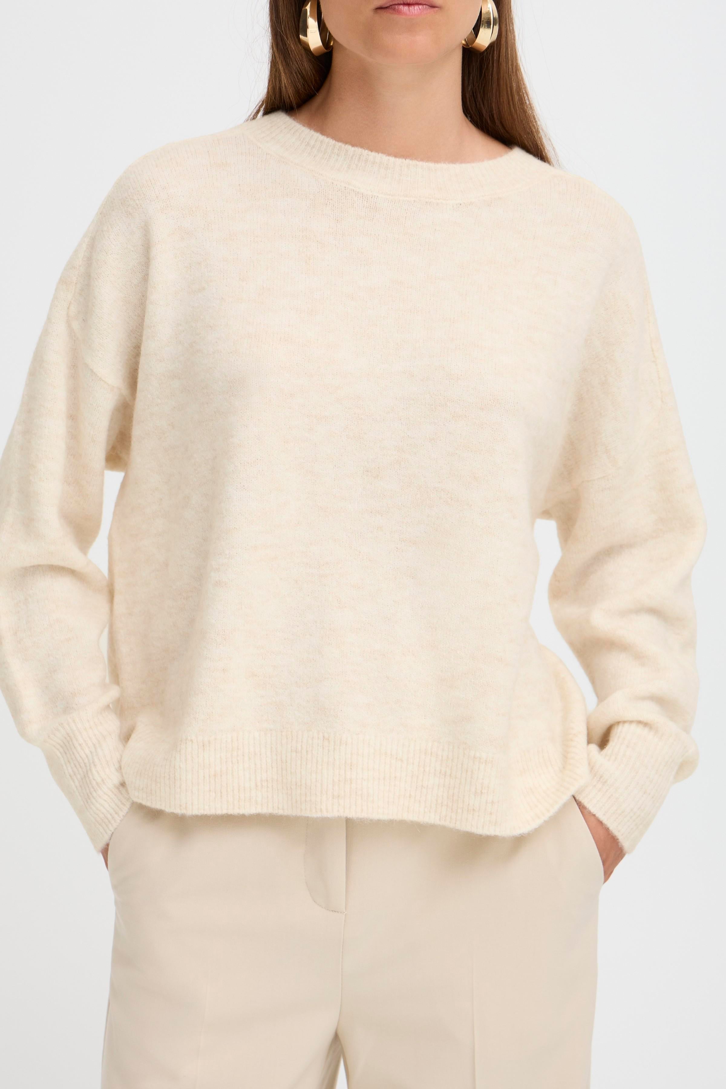 B.Young Monna Round Neck Soft Jumper- Cream Melange