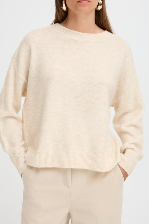 B.Young Monna Round Neck Soft Jumper- Cream Melange