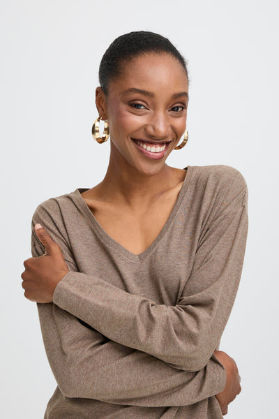 B.Young V-Neck Basic Long Sleeve T-Shirt