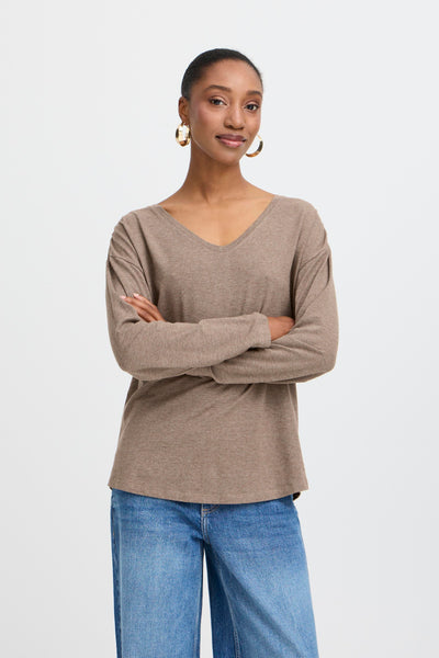 B.Young V-Neck Basic Long Sleeve T-Shirt