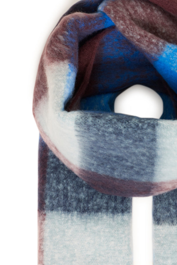 B.Young Watti Large Check Scarf - Blue