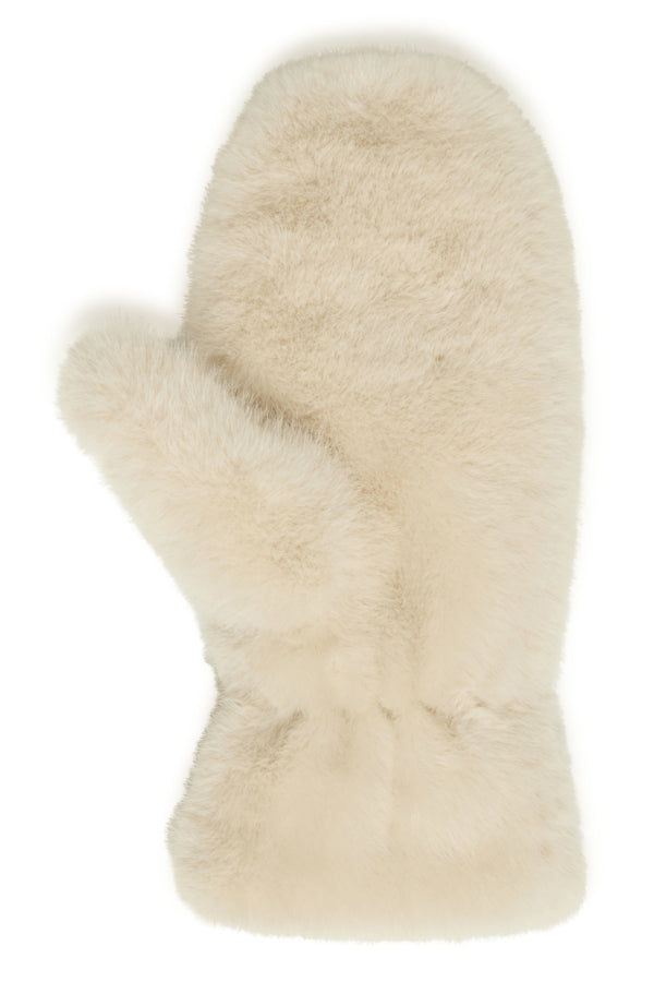 B.Young Wolfie Faux Fur Mittens - Beige
