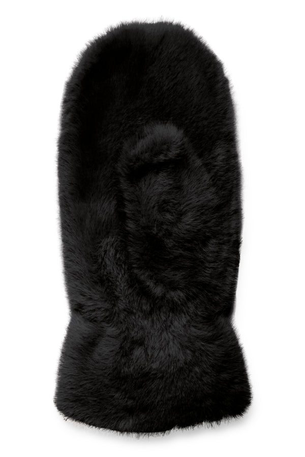 B.Young Wolfie Faux Fur Mittens - Black