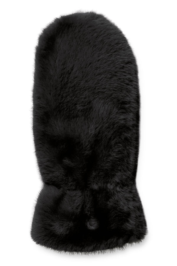 B.Young Wolfie Faux Fur Mittens - Black