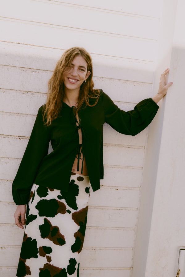 B.Young Ihamma Cow Print Midi Skirt