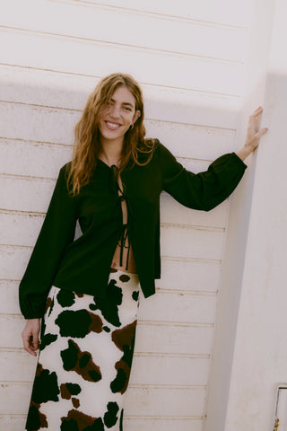 B.Young Ihamma Cow Print Midi Skirt