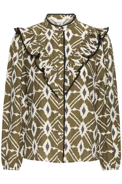 B.Young Inaba Ikat Frill Blouse