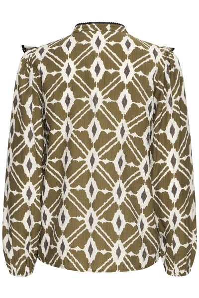 B.Young Inaba Ikat Frill Blouse
