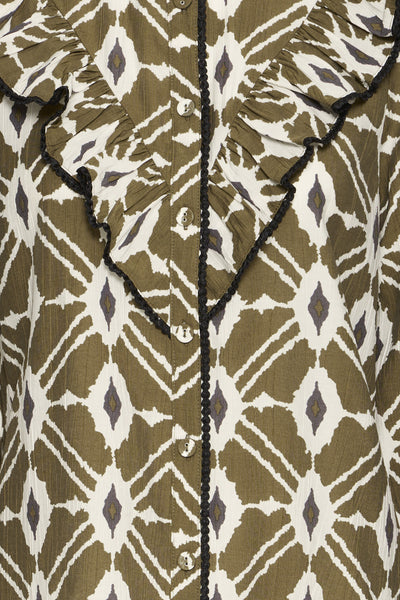 B.Young Inaba Ikat Frill Blouse