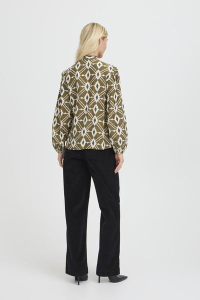 B.Young Inaba Ikat Frill Blouse