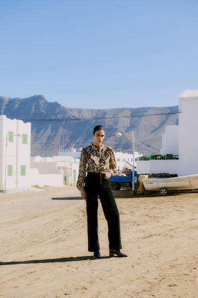 B.Young Inaba Ikat Frill Blouse