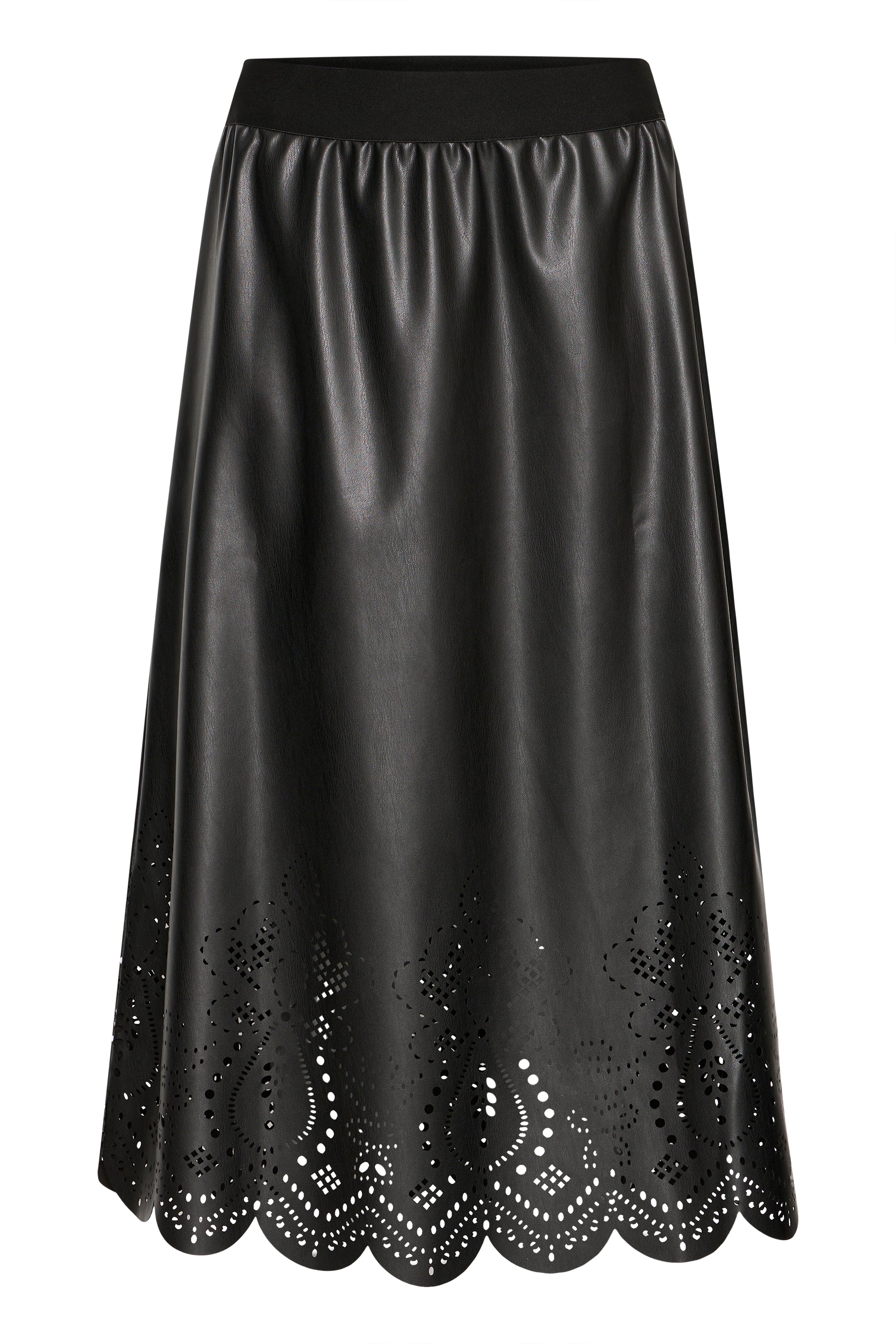B.Young Densio Faux Leather Lasercut Skirt