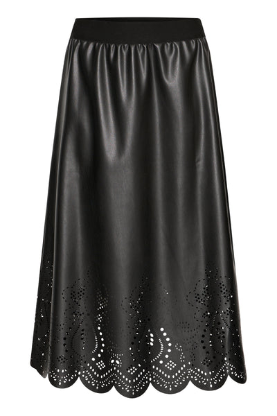 B.Young Densio Faux Leather Lasercut Skirt