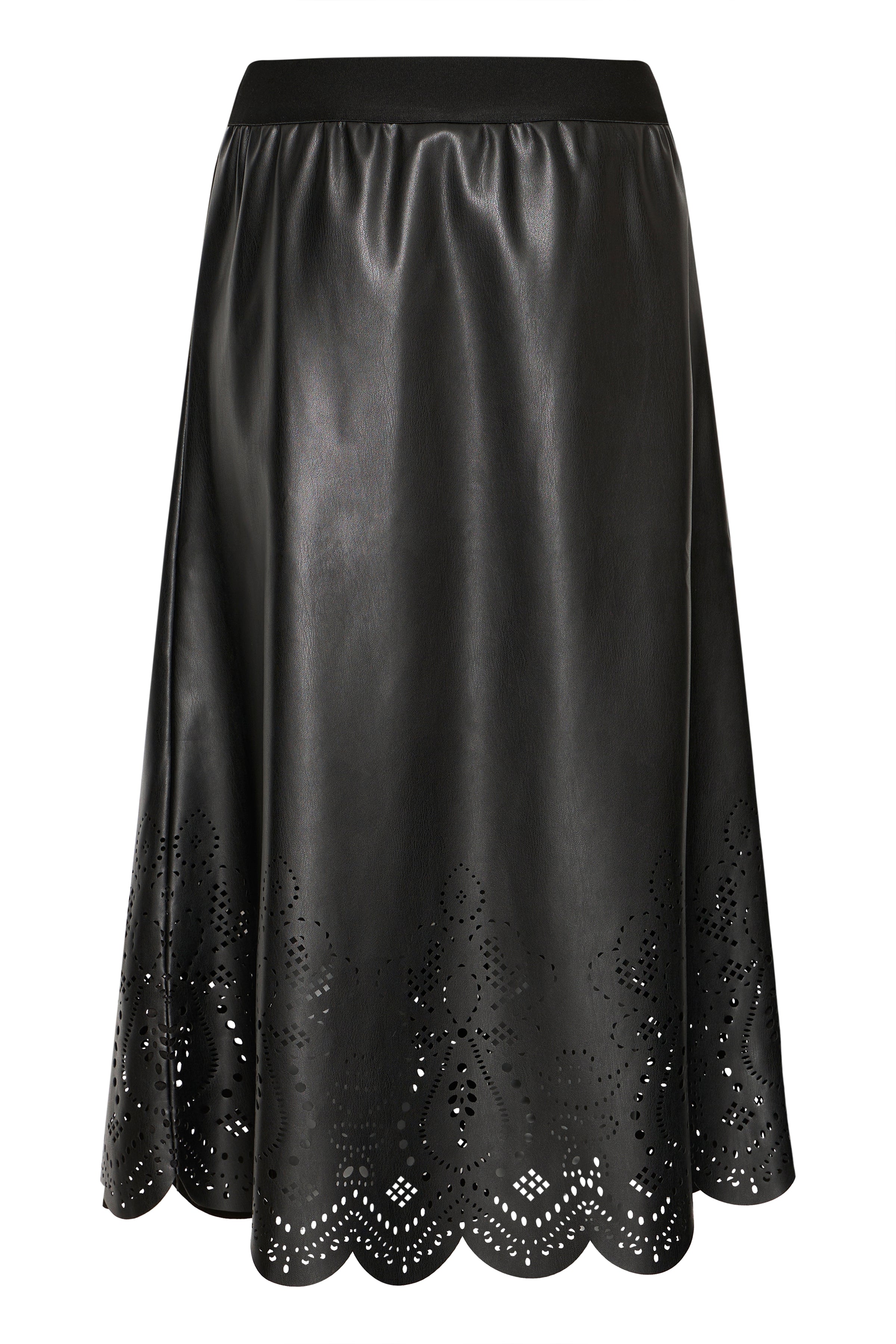 B.Young Densio Faux Leather Lasercut Skirt