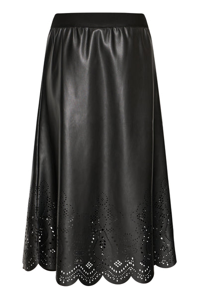 B.Young Densio Faux Leather Lasercut Skirt