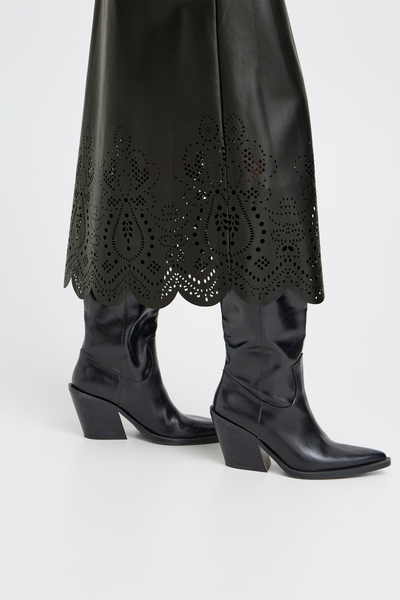 B.Young Densio Faux Leather Lasercut Skirt