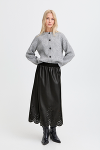 B.Young Densio Faux Leather Lasercut Skirt