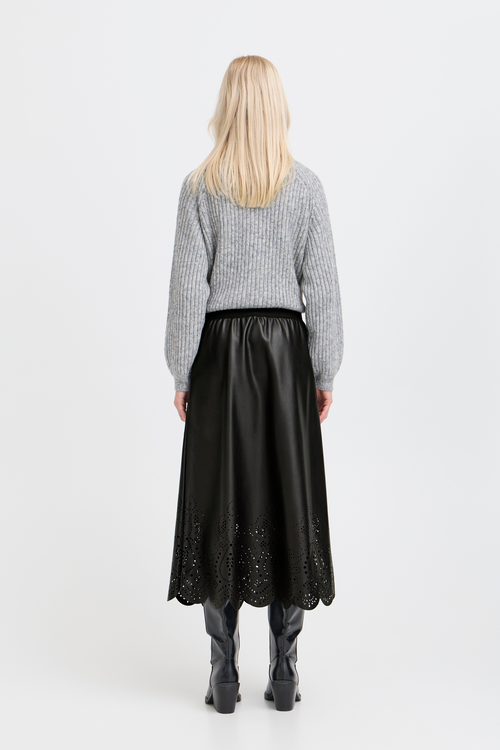 B.Young Densio Faux Leather Lasercut Skirt