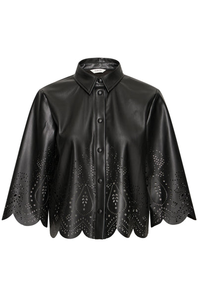 B.Young Densio Faux Leather Lasercut Shirt