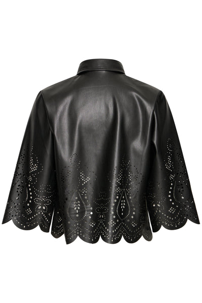 B.Young Densio Faux Leather Lasercut Shirt