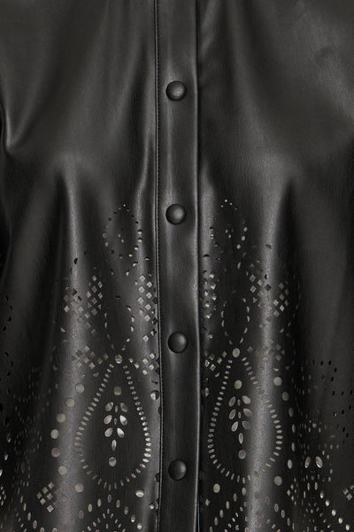 B.Young Densio Faux Leather Lasercut Shirt