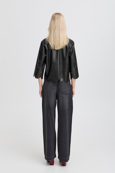 B.Young Densio Faux Leather Lasercut Shirt