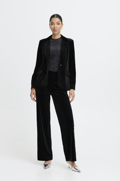 B.Young Perlina Velvet Diamante Button Blazer