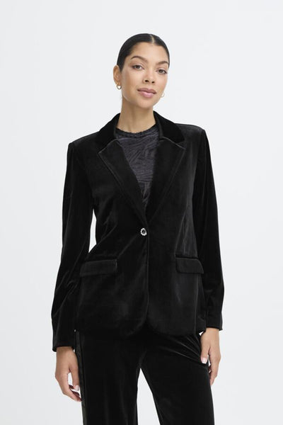 B.Young Perlina Velvet Diamante Button Blazer