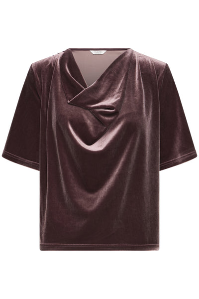 B.Young Perlina Velvet Drape Neck Blouse