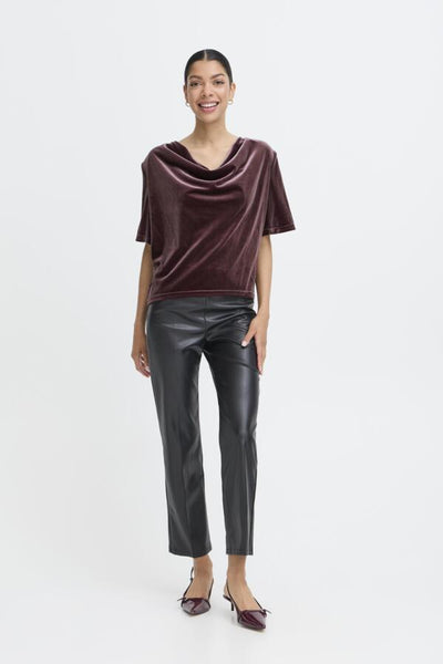 B.Young Perlina Velvet Drape Neck Blouse