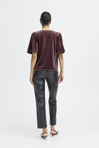 B.Young Perlina Velvet Drape Neck Blouse