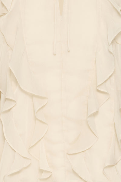 B.Young Gijo Frill Tie Neck Blouse