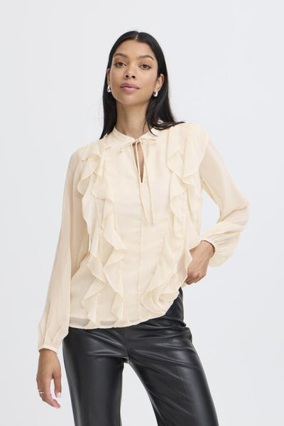 B.Young Gijo Frill Tie Neck Blouse