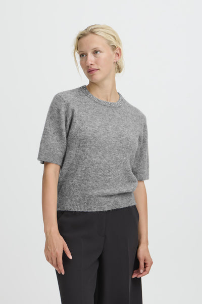B.Young Omea Rhinestone Round Neck Jumper