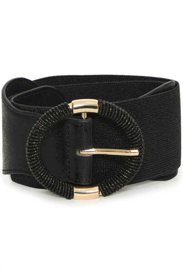 B.Young Warties Elasticated Gold Detail Belt - Black