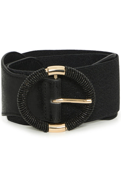 B.Young Warties Elasticated Gold Detail Belt - Black