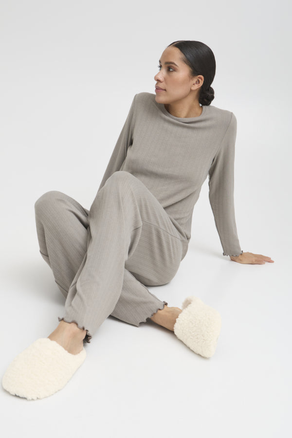 B.Young Faux Shearling Slippers - Cream