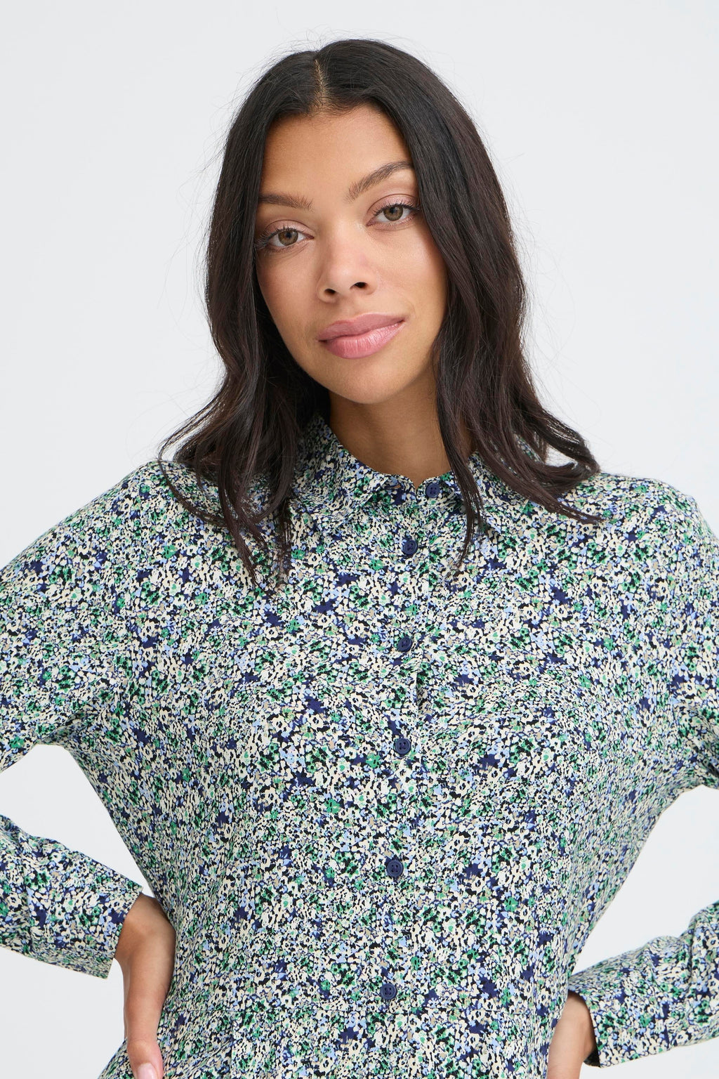 B.Young Gabria Floral Button Front Dress