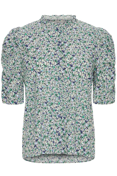 B.Young Gabria Puff Sleeve Floral Button Up Blouse