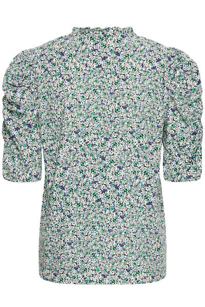 B.Young Gabria Puff Sleeve Floral Button Up Blouse