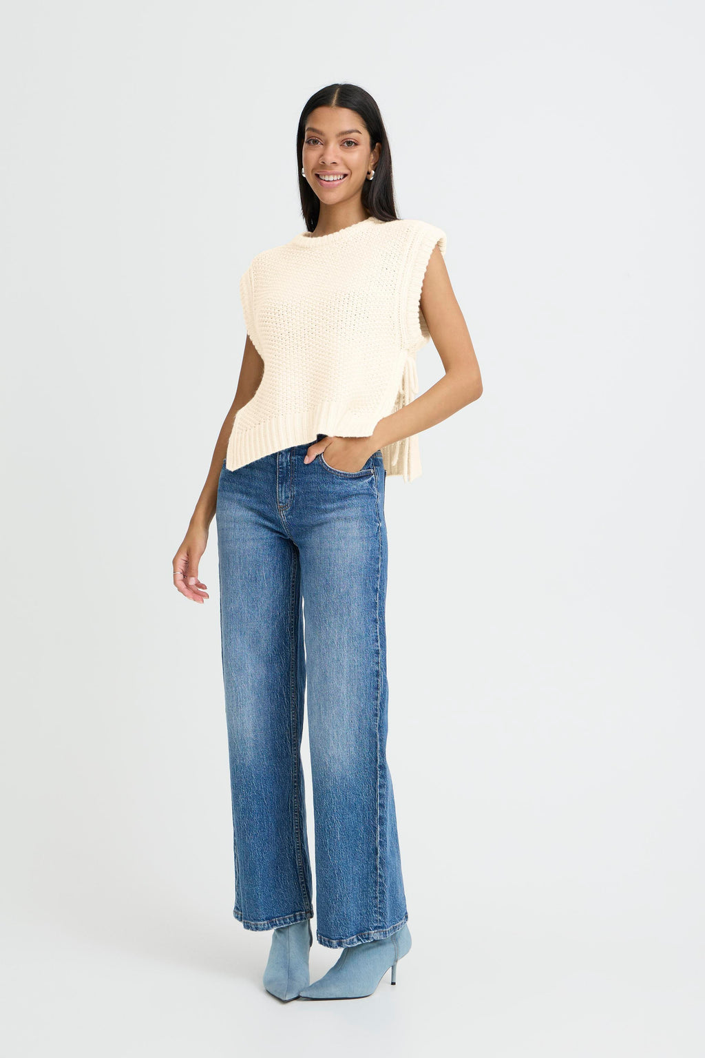 B.Young Nitta Tie Side Chunky Knit Slipover Vest