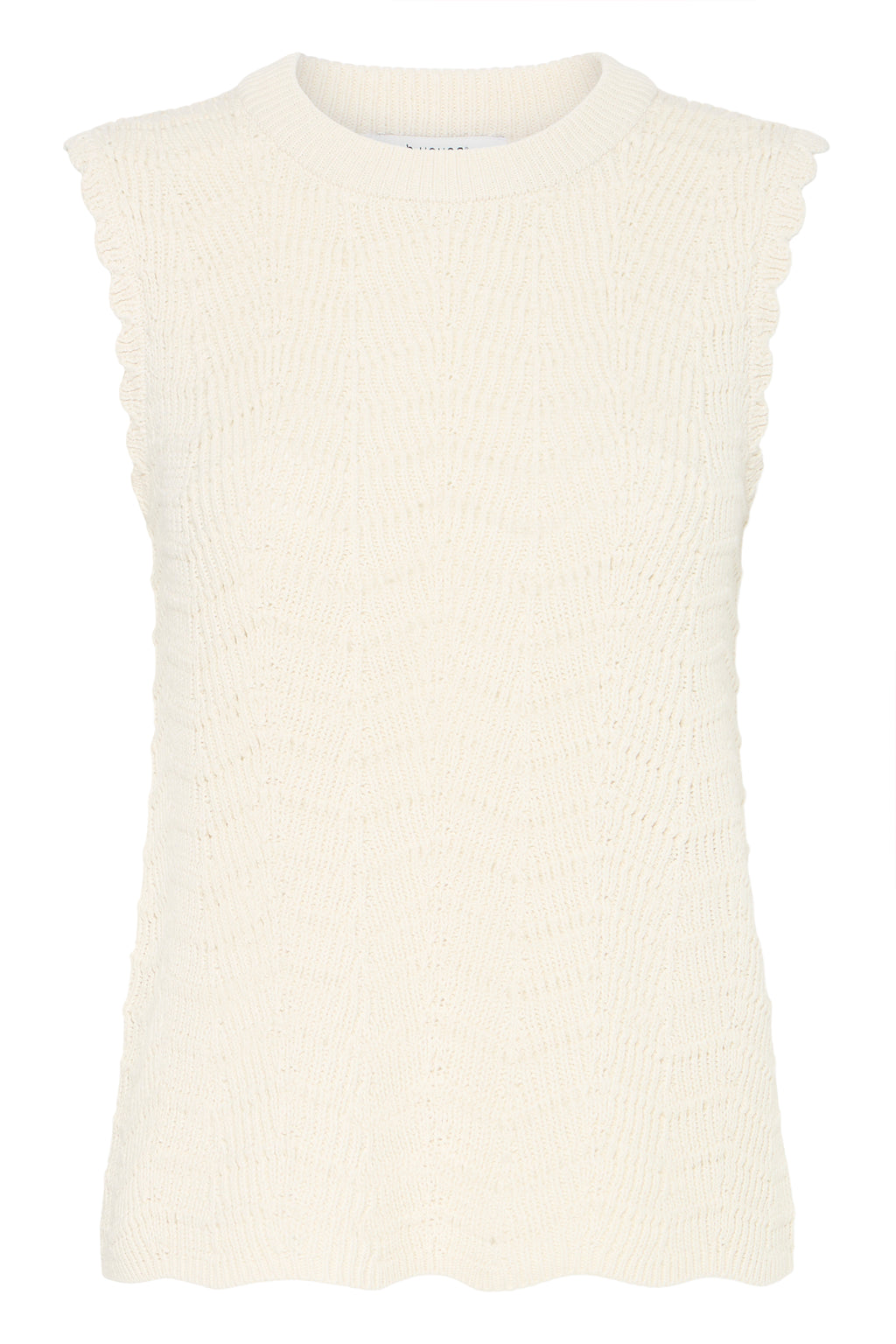 B.Young Nero Scallop Sleeveless Knit Top - Cream