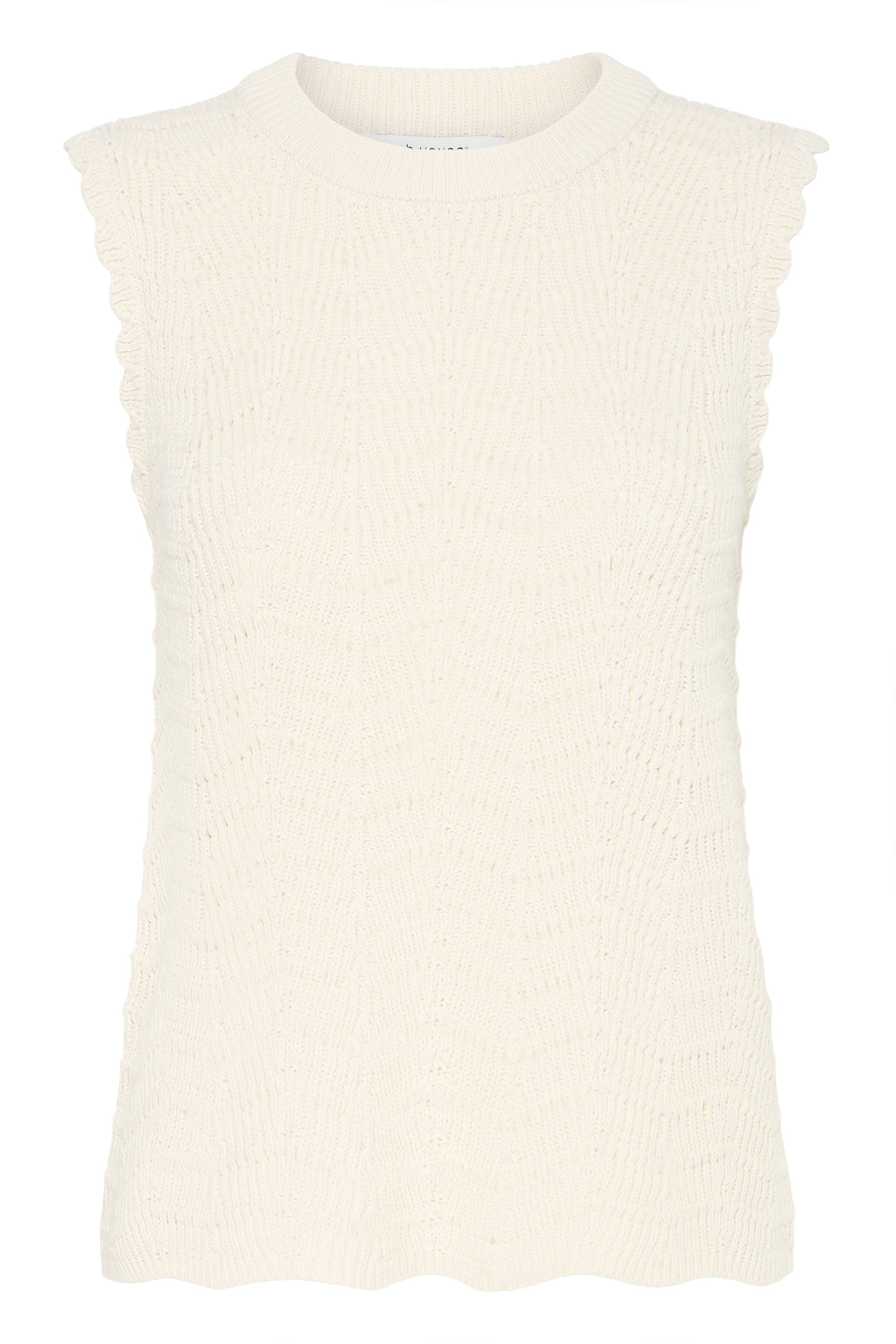B.Young Nero Scallop Sleeveless Knit Top - Cream