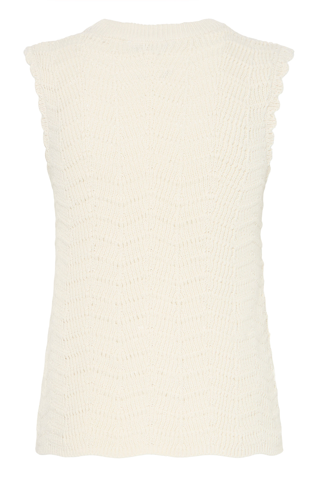 B.Young Nero Scallop Sleeveless Knit Top - Cream