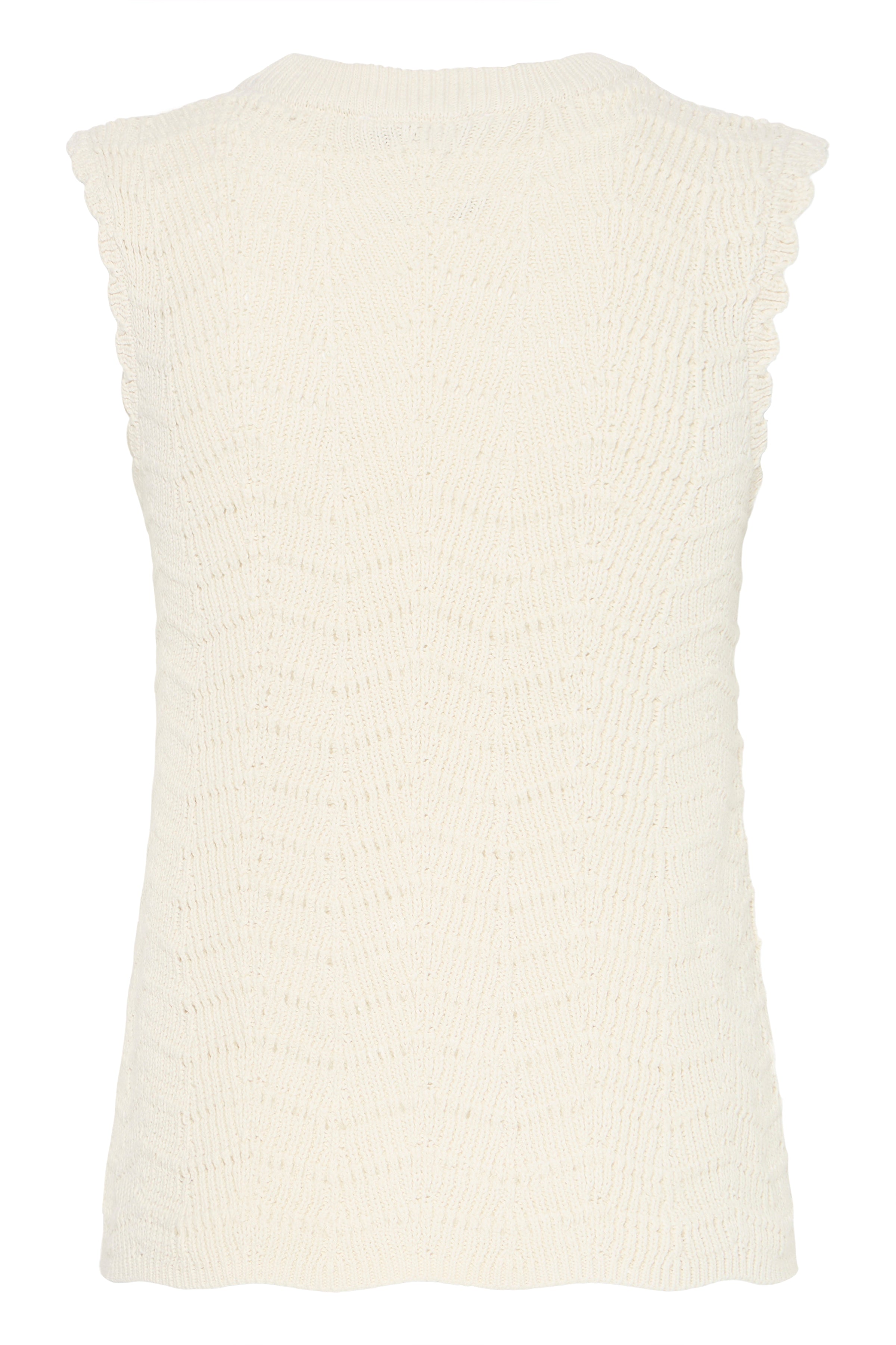 B.Young Nero Scallop Sleeveless Knit Top - Cream