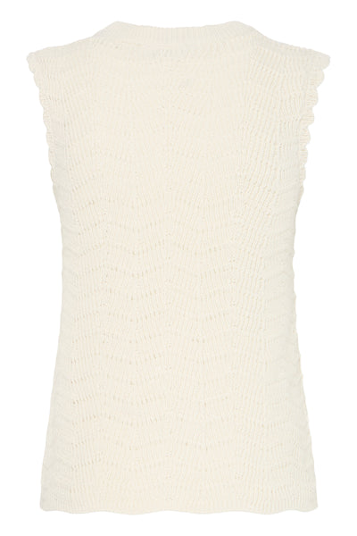 B.Young Nero Scallop Sleeveless Knit Top - Cream