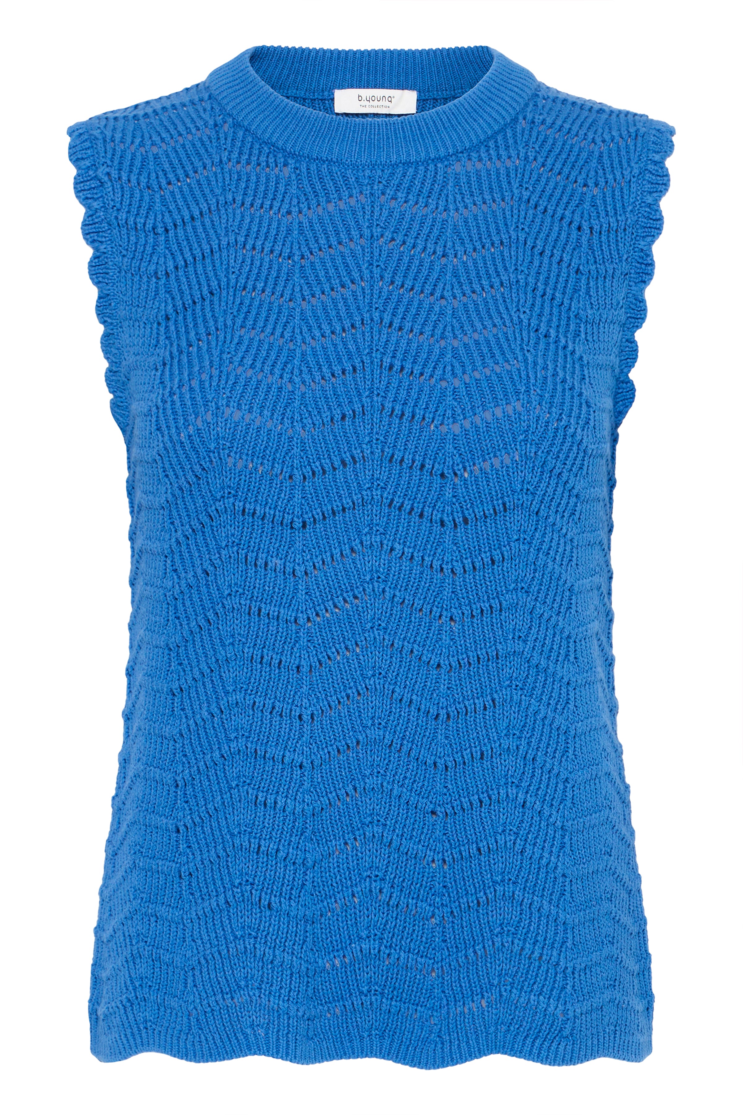B.Young Nero Scallop Sleeveless Knit Top - Cobalt Blue