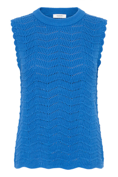 B.Young Nero Scallop Sleeveless Knit Top - Cobalt Blue