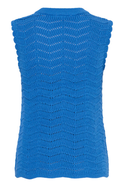 B.Young Nero Scallop Sleeveless Knit Top - Cobalt Blue