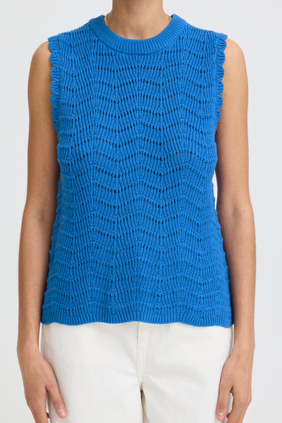 B.Young Nero Scallop Sleeveless Knit Top - Cobalt Blue